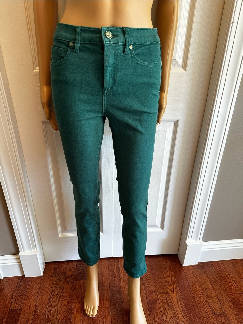 Lilly Pulitzer South Ocean High-Rise Slim Crop Jeans in Forest Green
